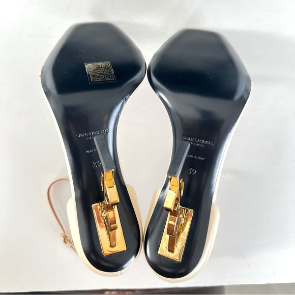 SAINT LAURENT Opyum Beige Leather Ankle Strap Open Toe Heel Sandals Sz 39 NWT - Picture 9 of 15